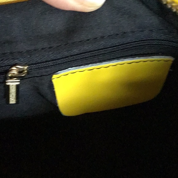 NWOT Leather Handbag in blue and yellow - Picture 7 of 7